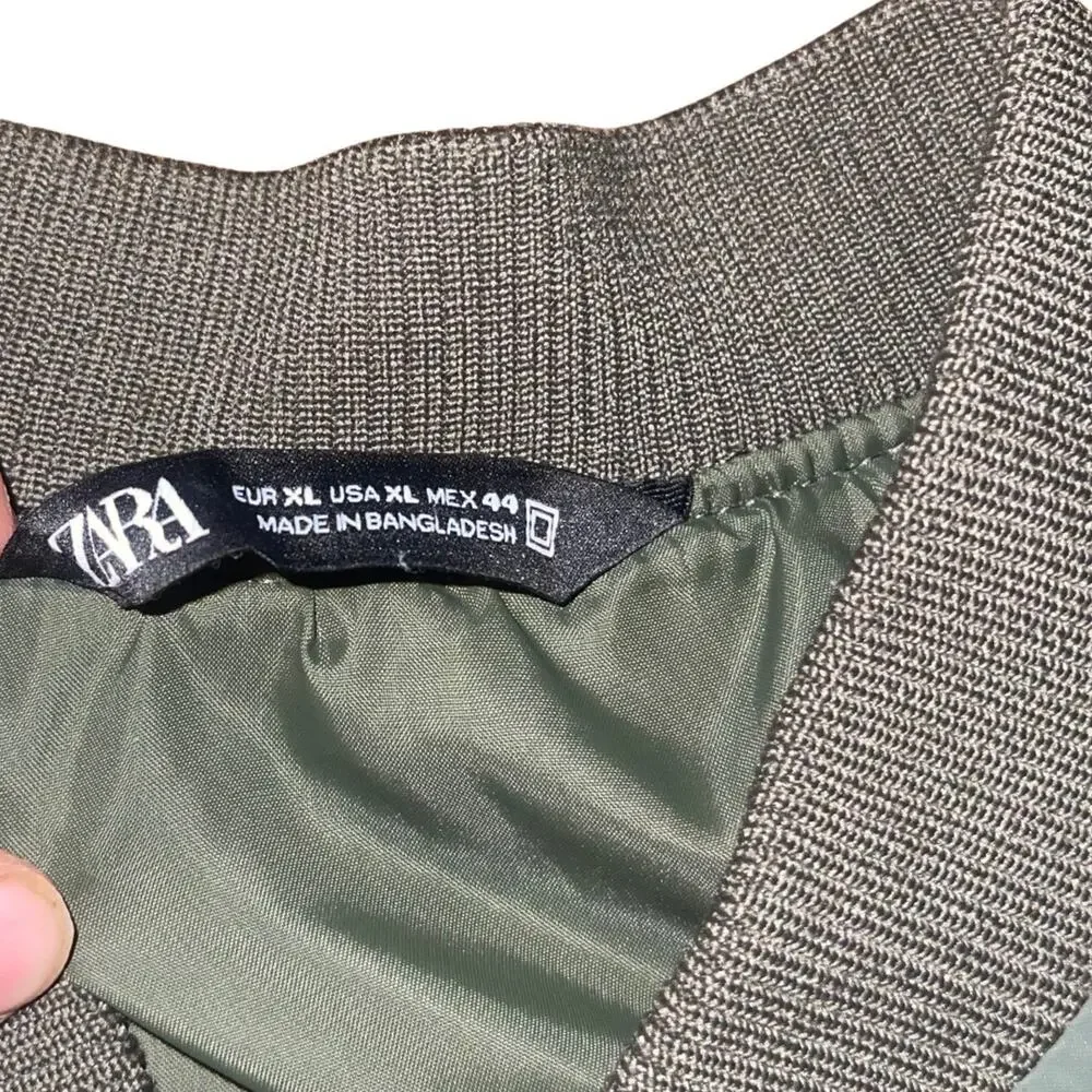 Zara Full Zip Bomber Jacket Green Size XL Outerwear Utility